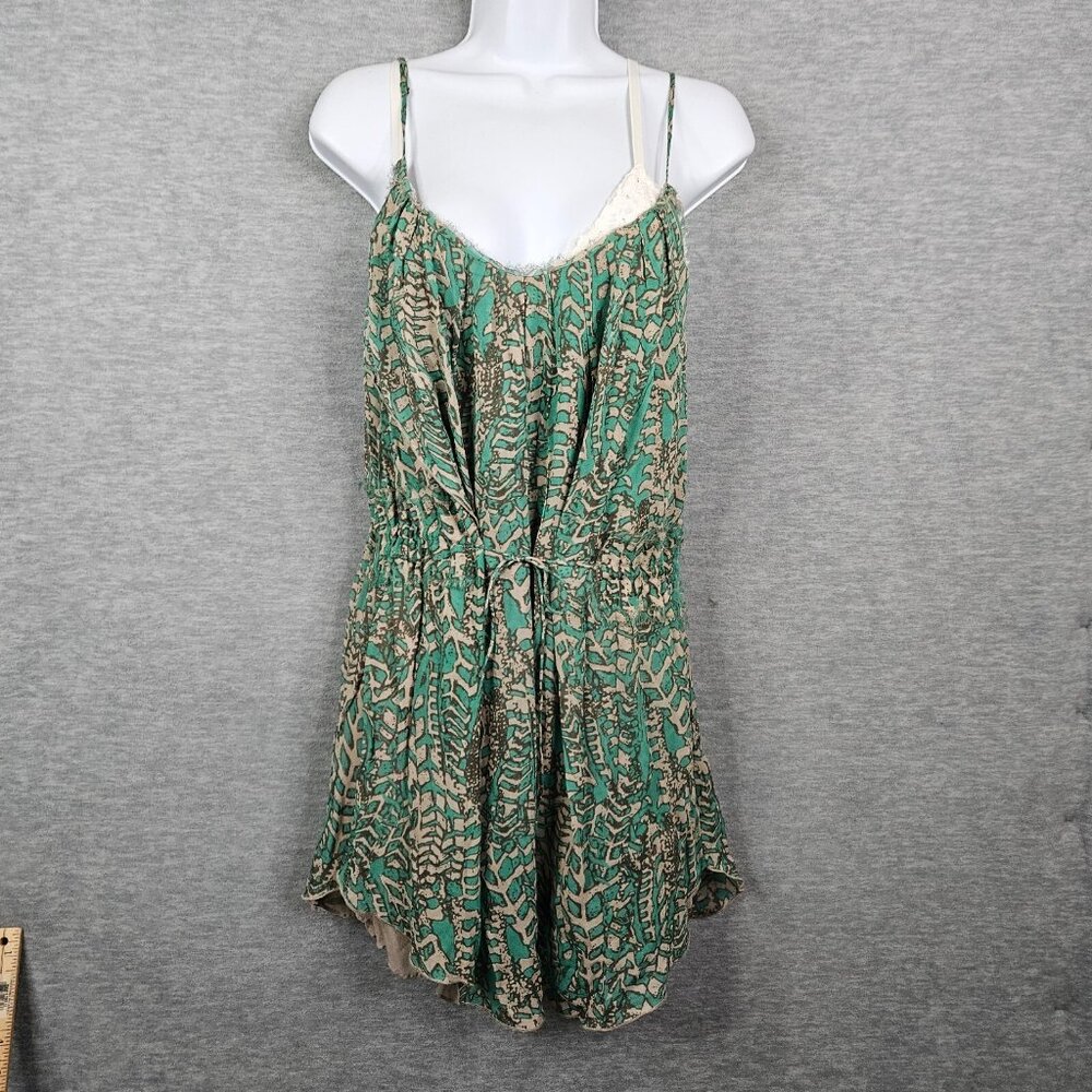 Chelsea flower Women’s 100% Silk Blue Floral Printed V-neck Dress Size S
